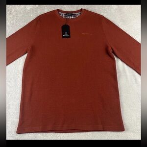 Ben sherman mens long sleeve orange pullover thermal shirt size medium